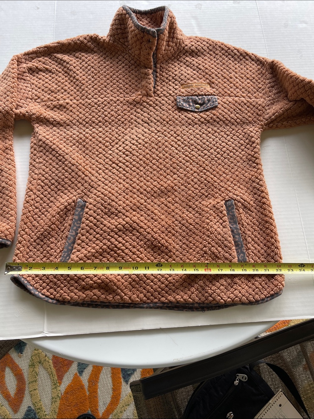 Simply Southern Rust Textured Zip Pullover - Picture 10 of 11